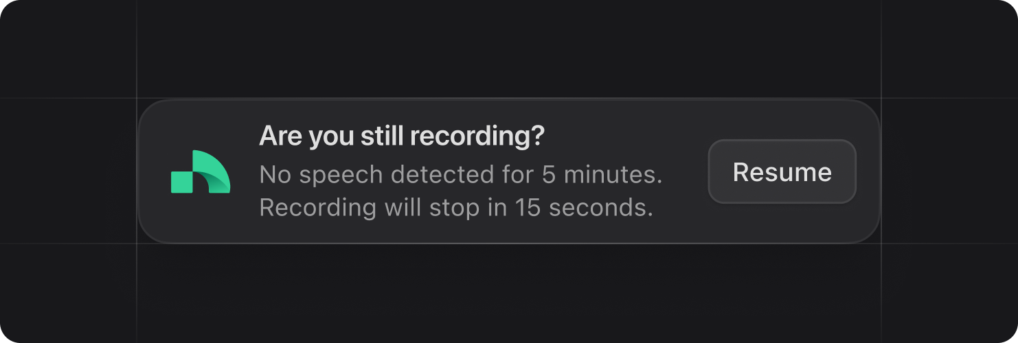 Auto-stop recording after 5 minutes of silence